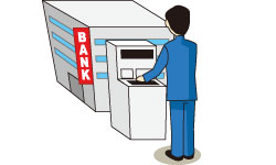 銀行　ATM